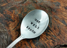 Load image into Gallery viewer, Hand Stamped Silver Plated Soup Spoon, Get Well Soon, Get Well Spoon, Get Well Gift, Feel Better, Vintage Gumbo Spoon