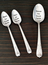 Load image into Gallery viewer, Custom Stamped Ice Cream Spoon, Hand Stamped Vintage Silver Plated Spoon, Your Name Here, Custom Spoon, Personalized Spoon, Father's Day