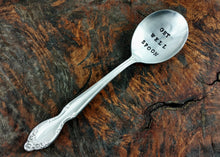 Load image into Gallery viewer, Hand Stamped Silver Plated Soup Spoon, Get Well Soon, Get Well Spoon, Get Well Gift, Feel Better, Vintage Gumbo Spoon
