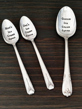 Load image into Gallery viewer, Custom Stamped Ice Cream Spoon, Hand Stamped Vintage Silver Plated Spoon, Your Name Here, Custom Spoon, Personalized Spoon, Father&#39;s Day
