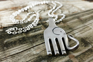 Elephant Fork Necklace, Vintage Fork Elephant, Silver Plated Fork, Handmade Elephant Pendant, Stamped Fork Elephant